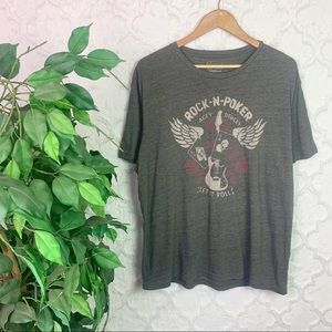 Lucky Brand “Rock N Poker” Grey Graphic Tee